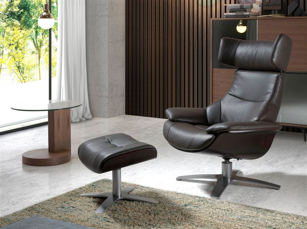 Sillón giratorio reclinable piel - Imagen 4