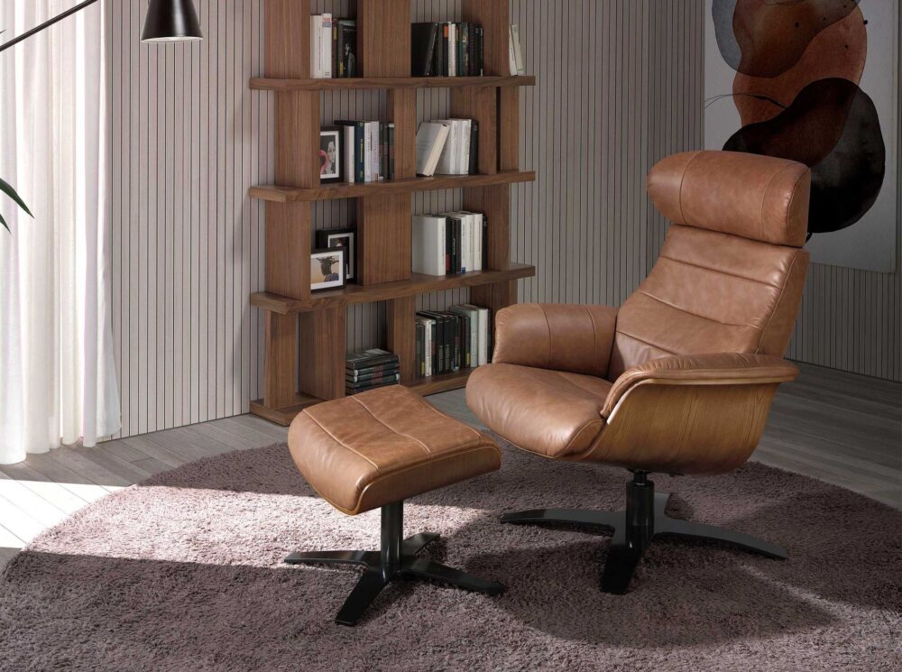 Sillón giratorio reclinable piel - Imagen 4