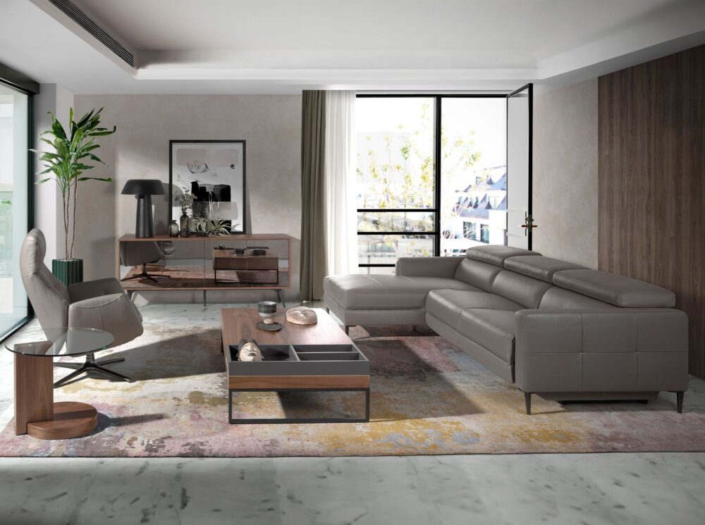 Sofá chaise longue relax piel - Imagen 5