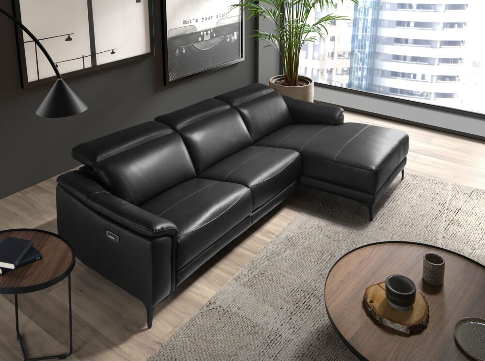 Sofá chaise longue relax piel - Imagen 4