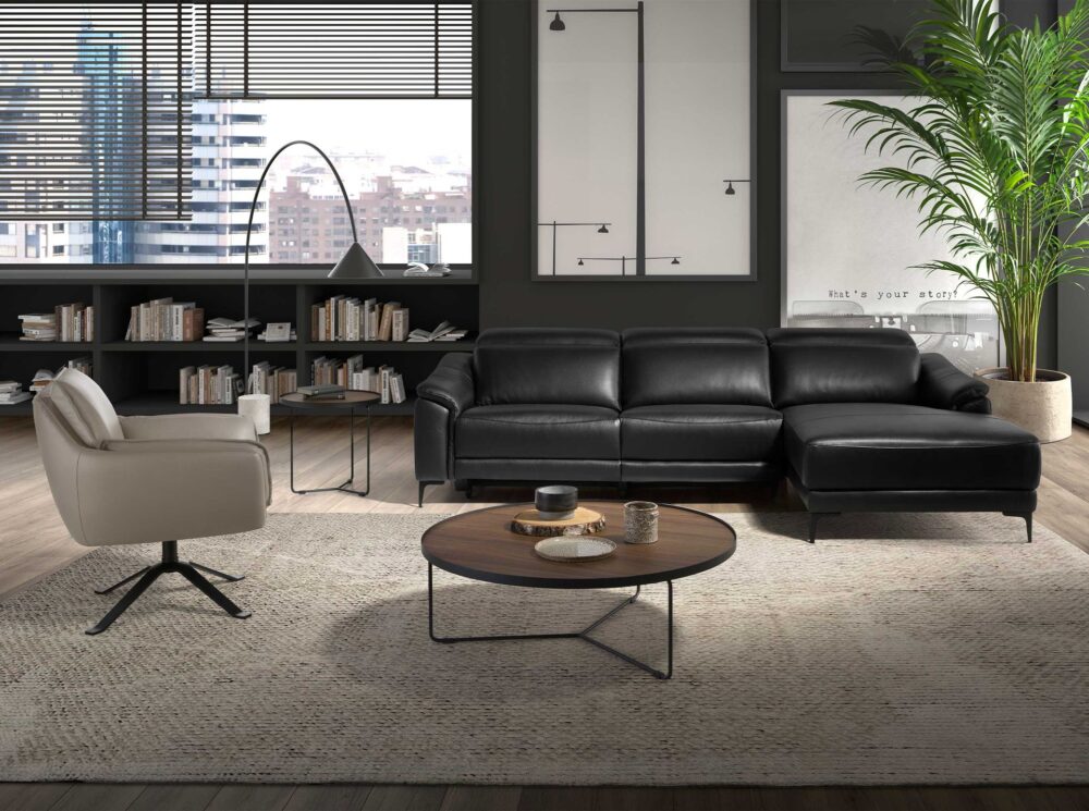 Sofá chaise longue relax piel - Imagen 5