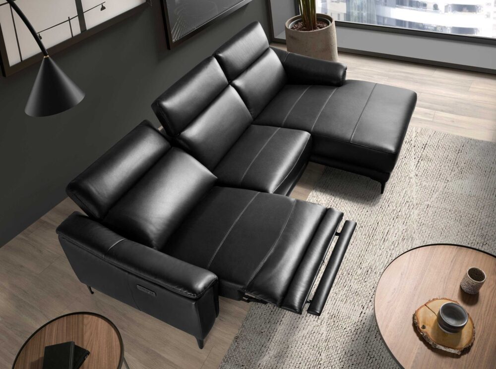 Sofá chaise longue relax piel - Imagen 6