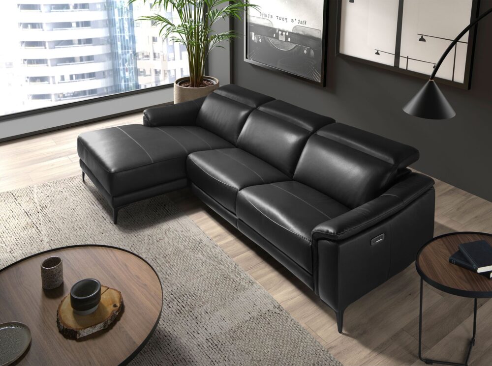 Sofá chaise longue relax piel - Imagen 4