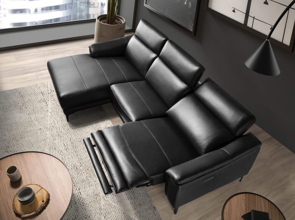 Sofá chaise longue relax piel - Imagen 6