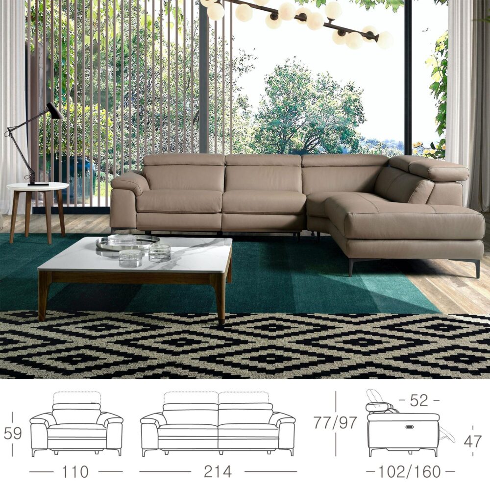 Sofá chaise longue relax piel - Imagen 7