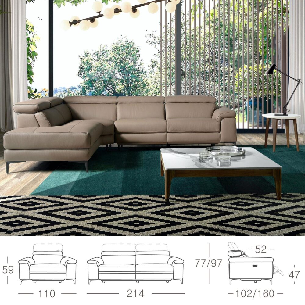 Sofá chaise longue relax piel - Imagen 7