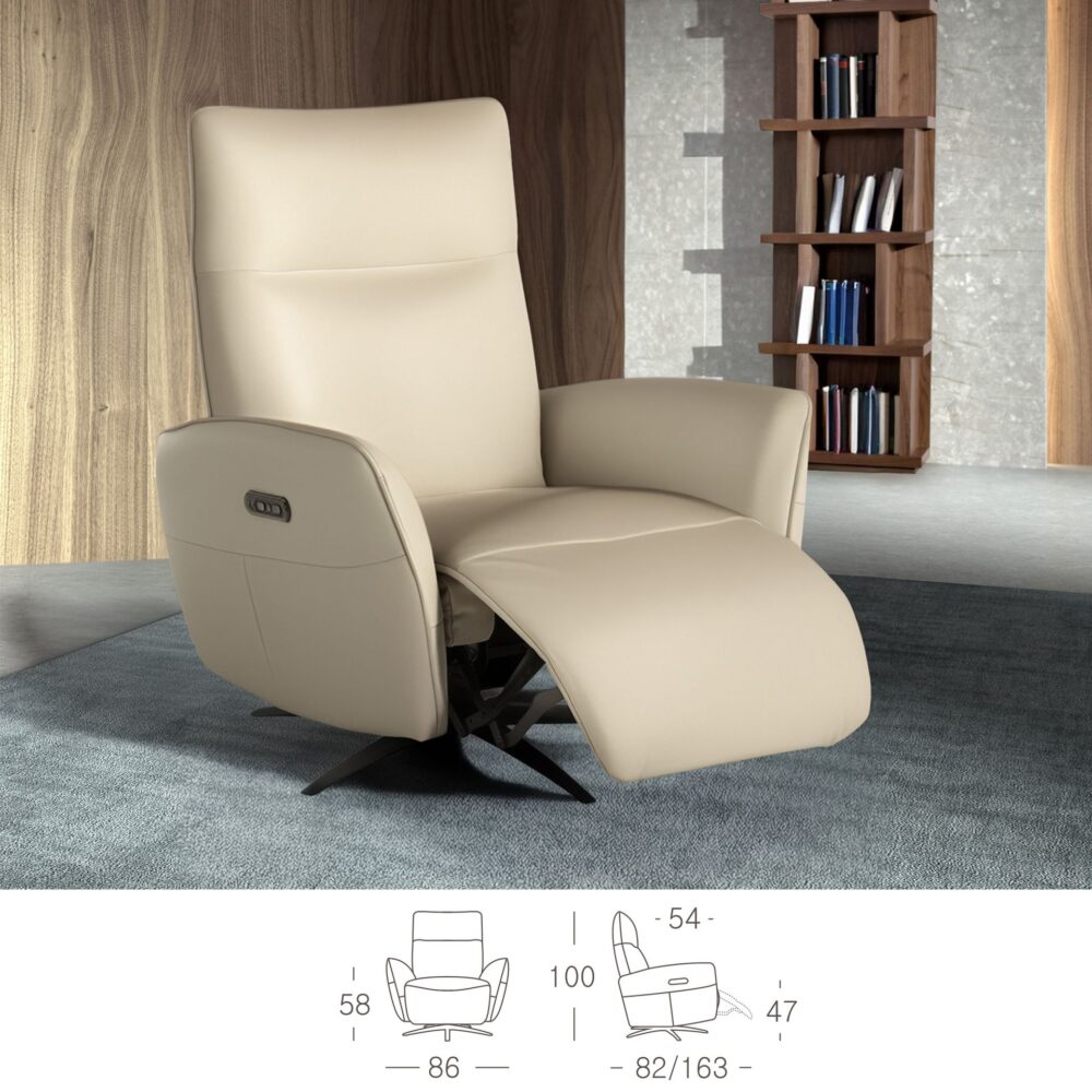 Sillón relax giratorio piel - Imagen 3