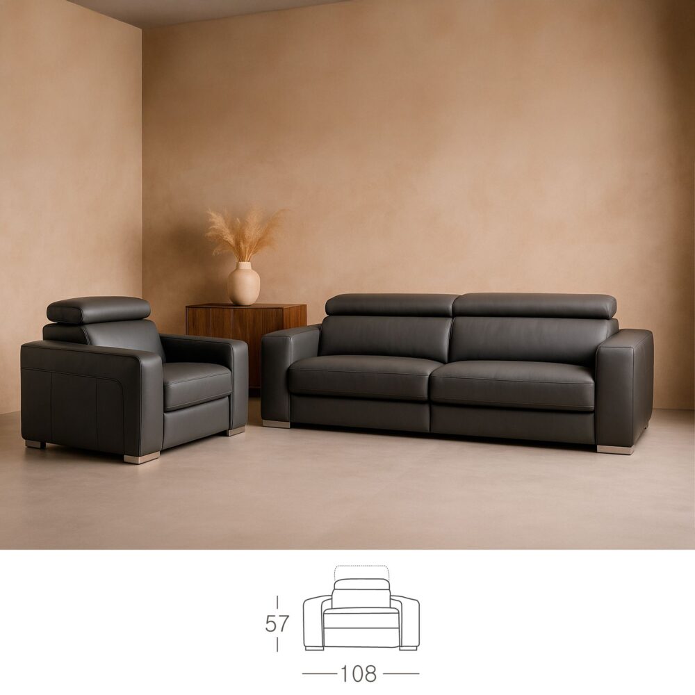 Sillón relax giratorio piel - Imagen 3