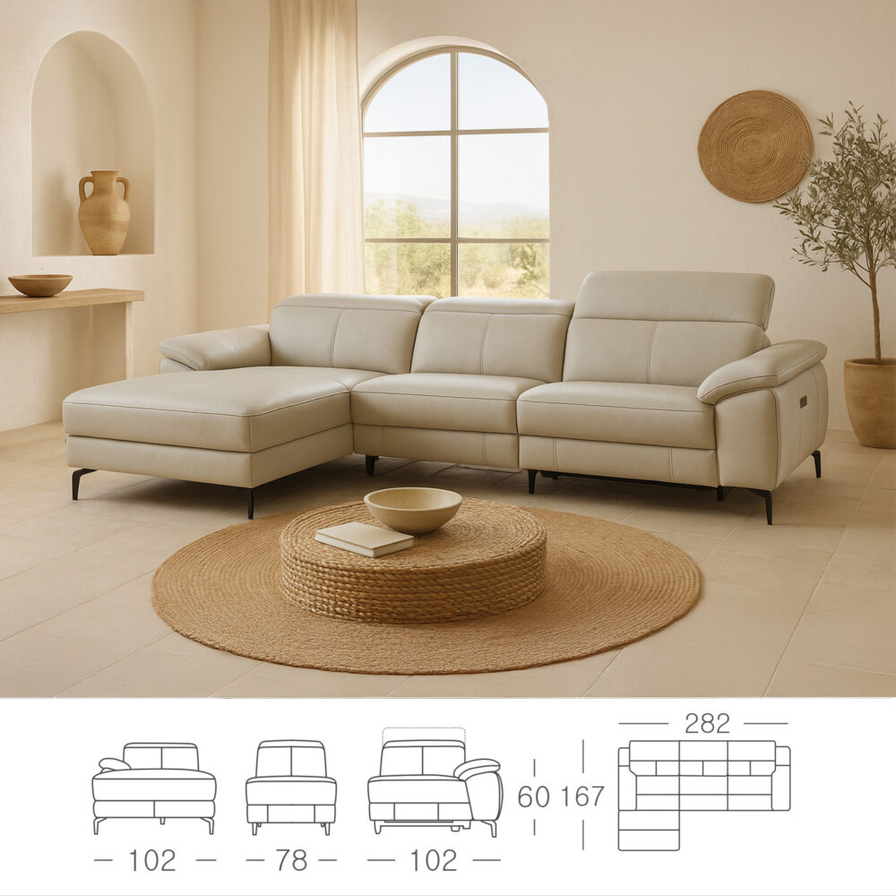 Sofá Chaiselongue Relax Piel