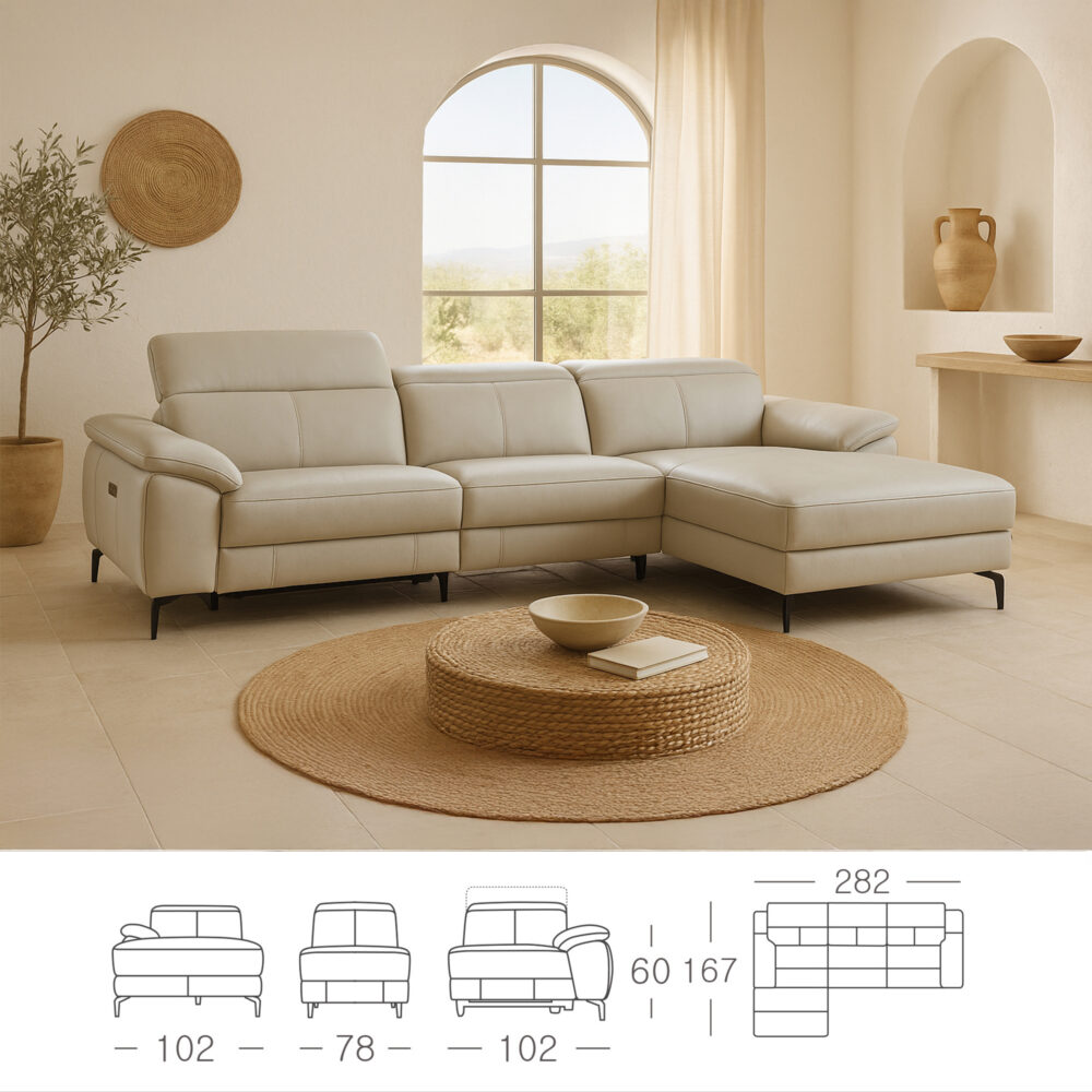 Sofá Chaiselongue Relax Piel