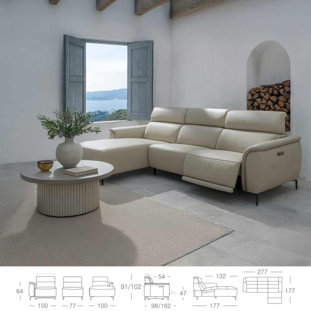 Sofá Chaiselongue Relax Piel