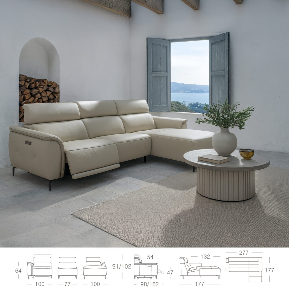 Sofá Chaiselongue Relax Piel