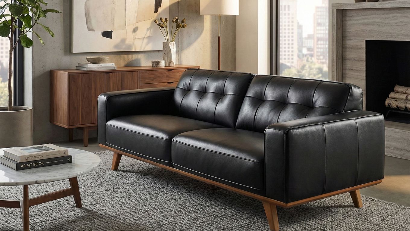 Sofá de piel en un salón