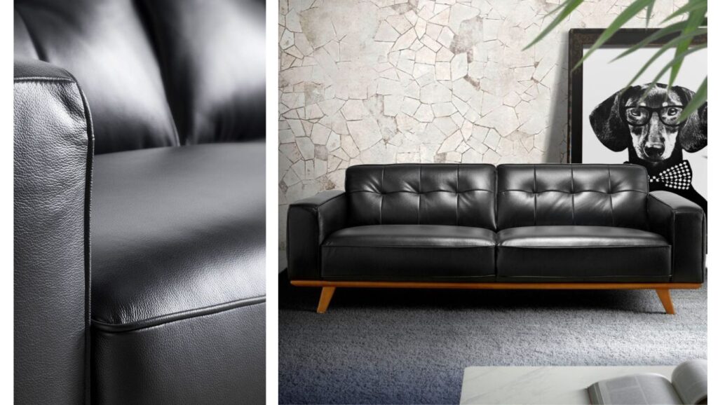 Sofá de piel negro en decorado
