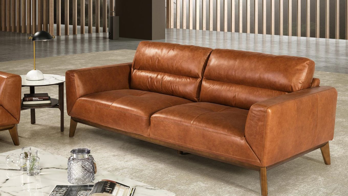 Sofá de piel marrón