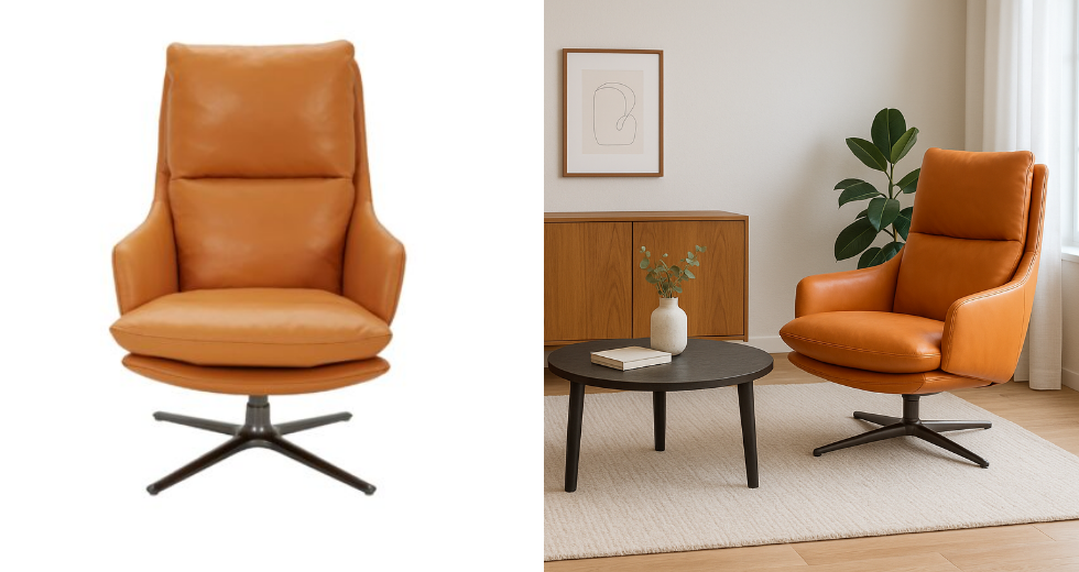 Sillón giratorio piel NORA Ref 50029