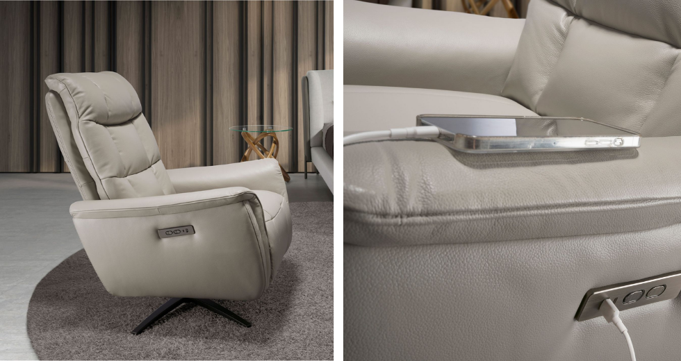 Sillón relax giratorio piel MILO Ref 50015-M5653