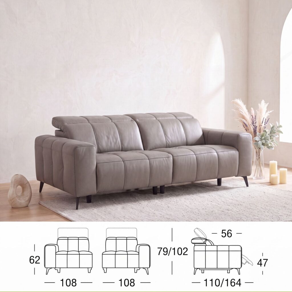 Imagen 7 del producto Sofá relax 3 plazas piel